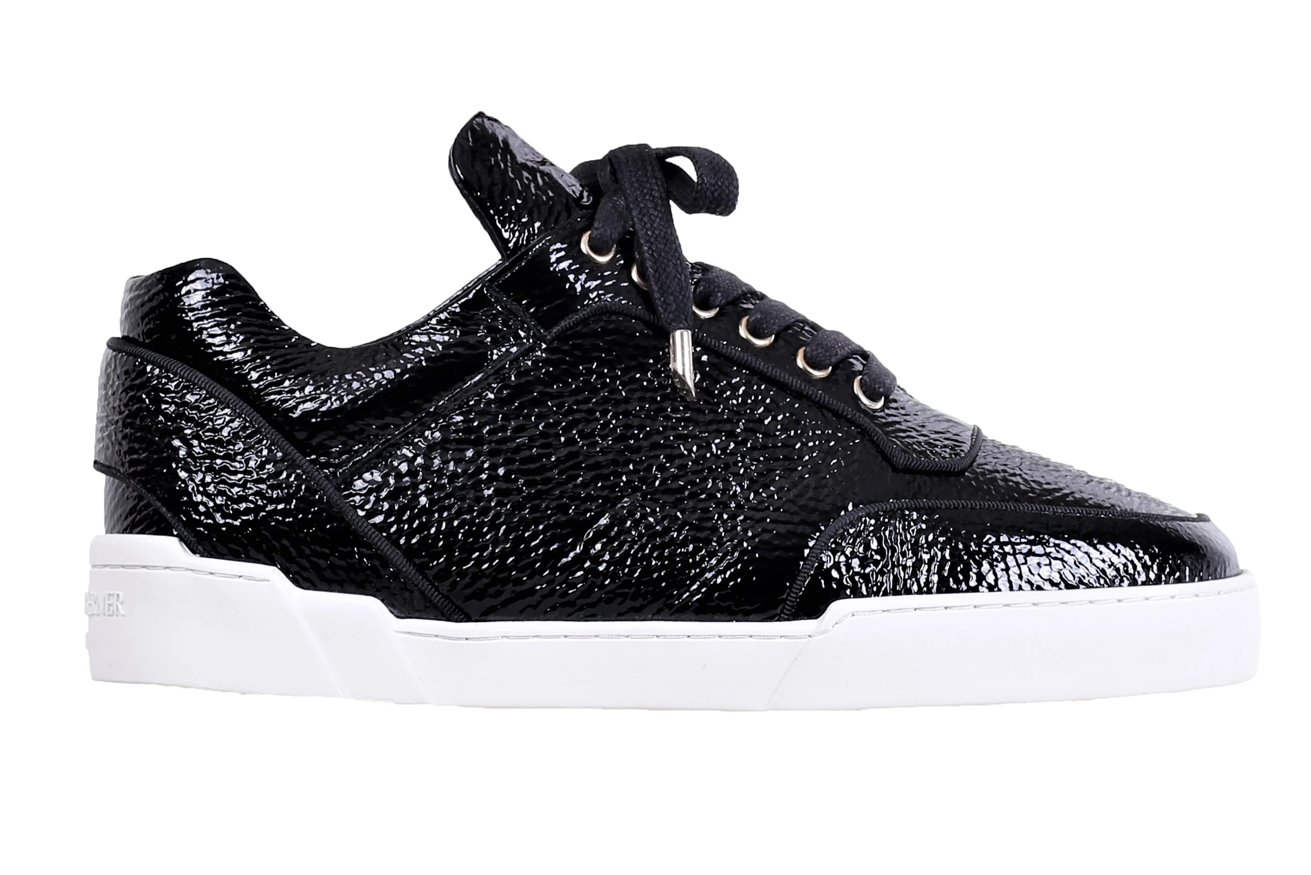 Low-Top BLACK WASHED PATENT CALFSKIN WHITE SOLE - Image 2