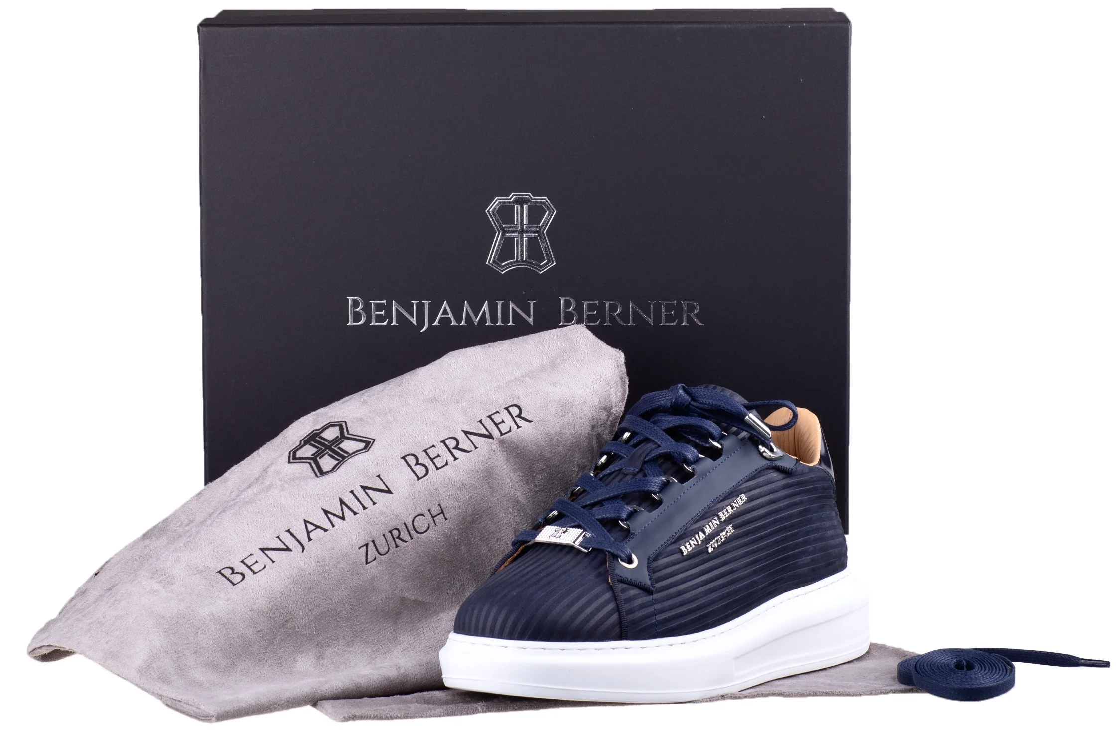 BNJ ACHILLE NAVY 3D STRIPED NUBUCK - Image 4