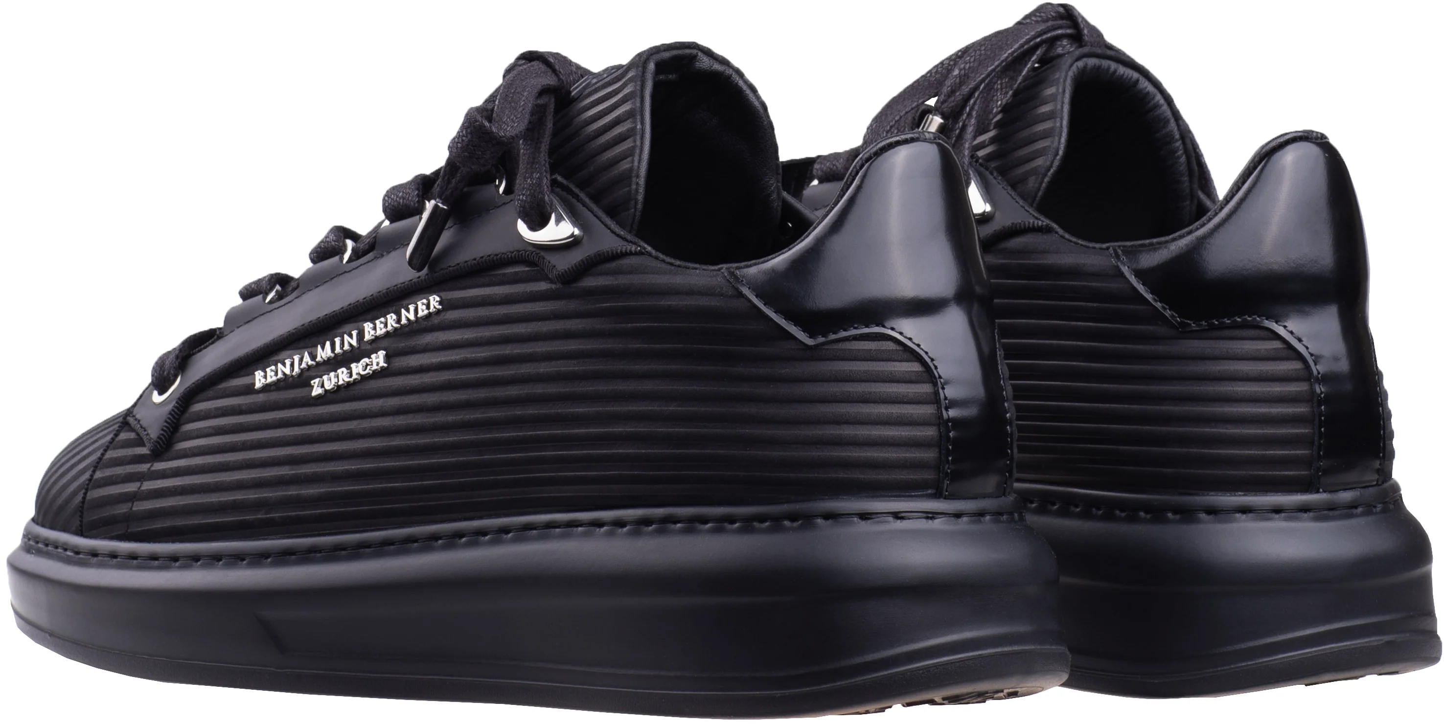 BNJ ACHILLE ALL BLACK 3D STRIPED NUBUCK - Image 3