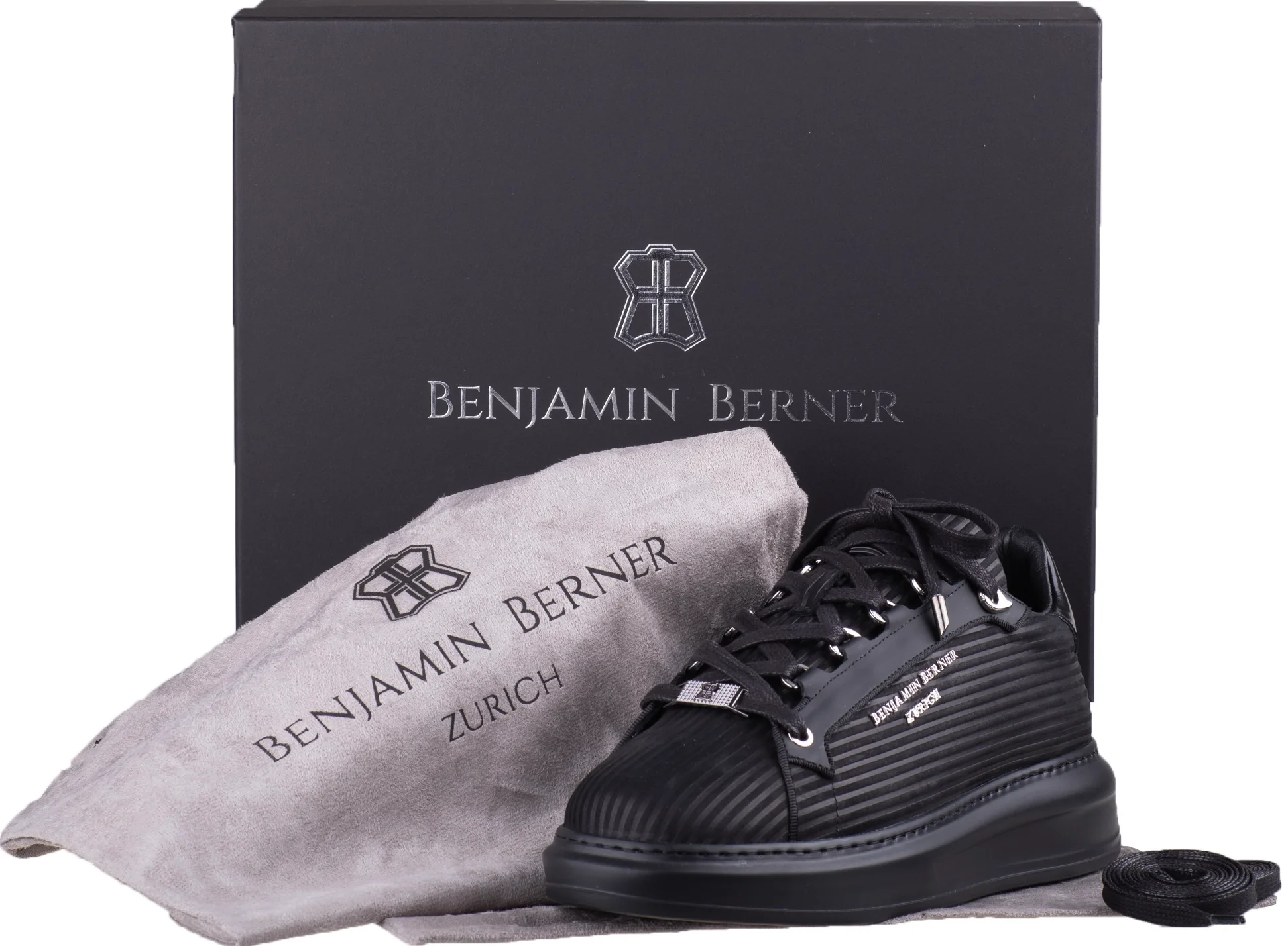 BNJ ACHILLE ALL BLACK 3D STRIPED NUBUCK - Image 4