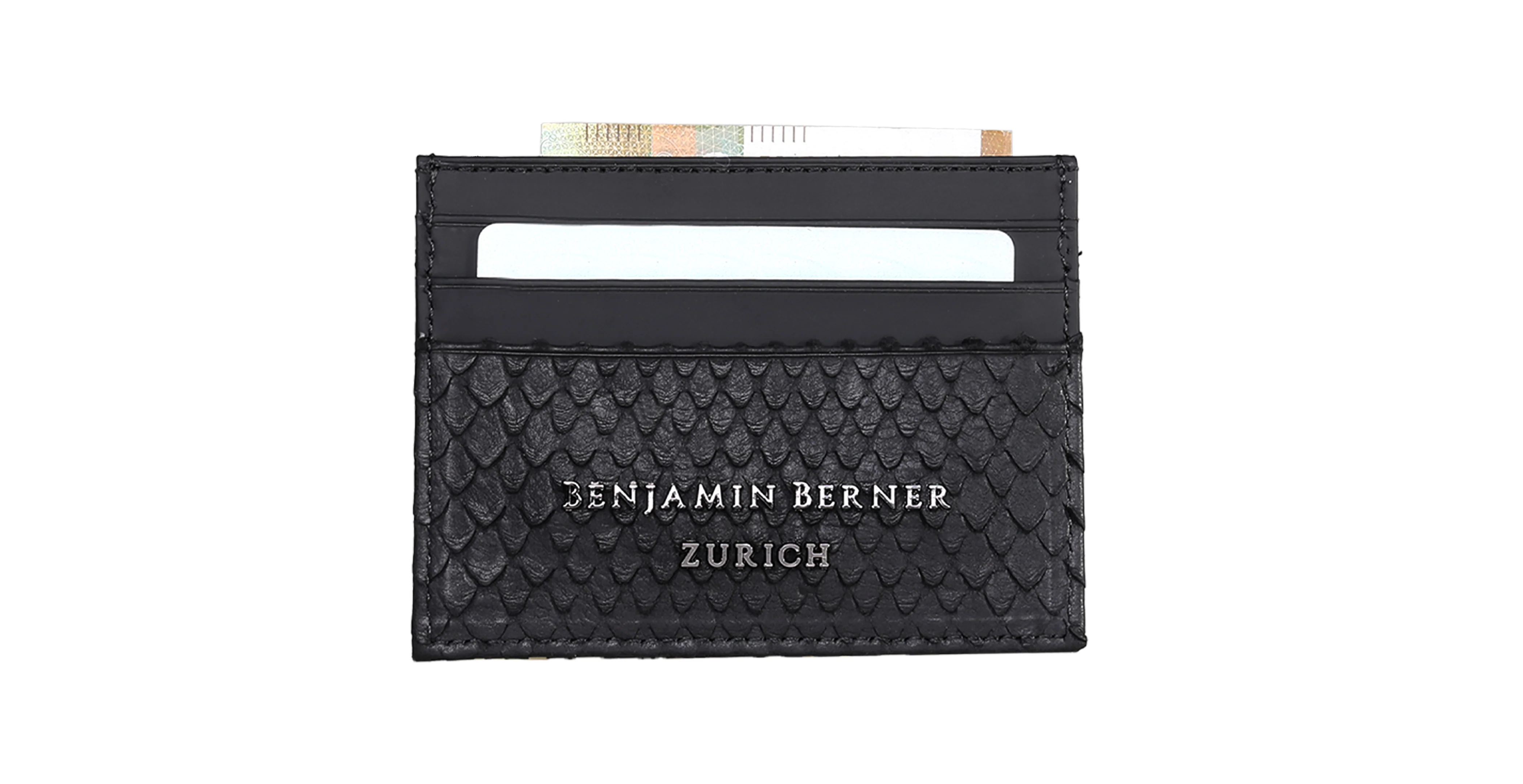 BNJ CARDHOLDER BLACK PYTHON CUT MATT  NAPPA - Image 2