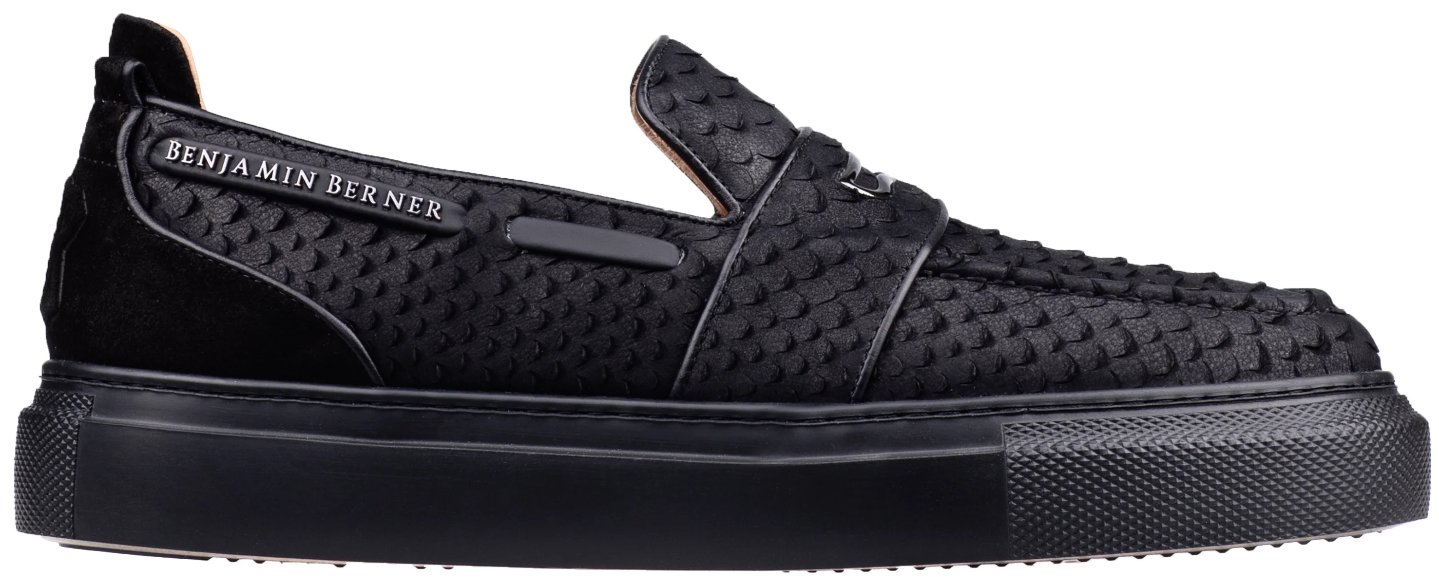 BNJ ENZO BLACK PYTHON CUT NUBUCK PENNY LOAFER - Image 2