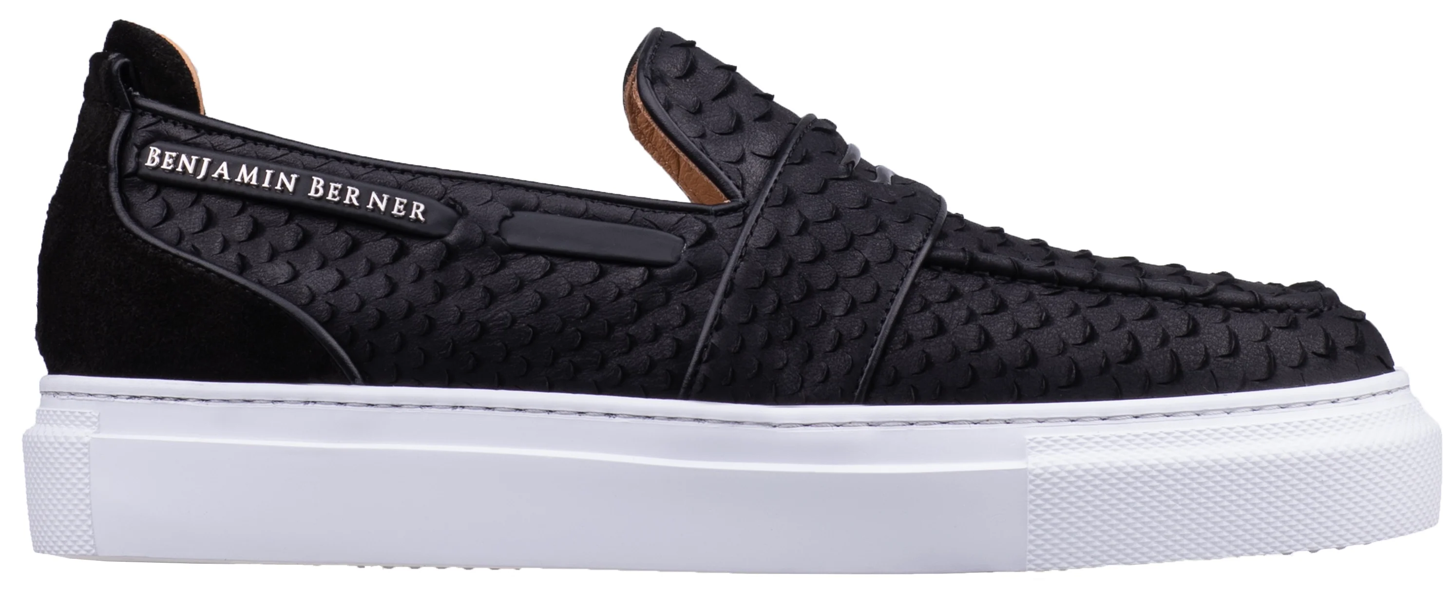 BNJ ENZO BLACK PYTHON CUT NUBUCK PENNY LOAFER - Image 2