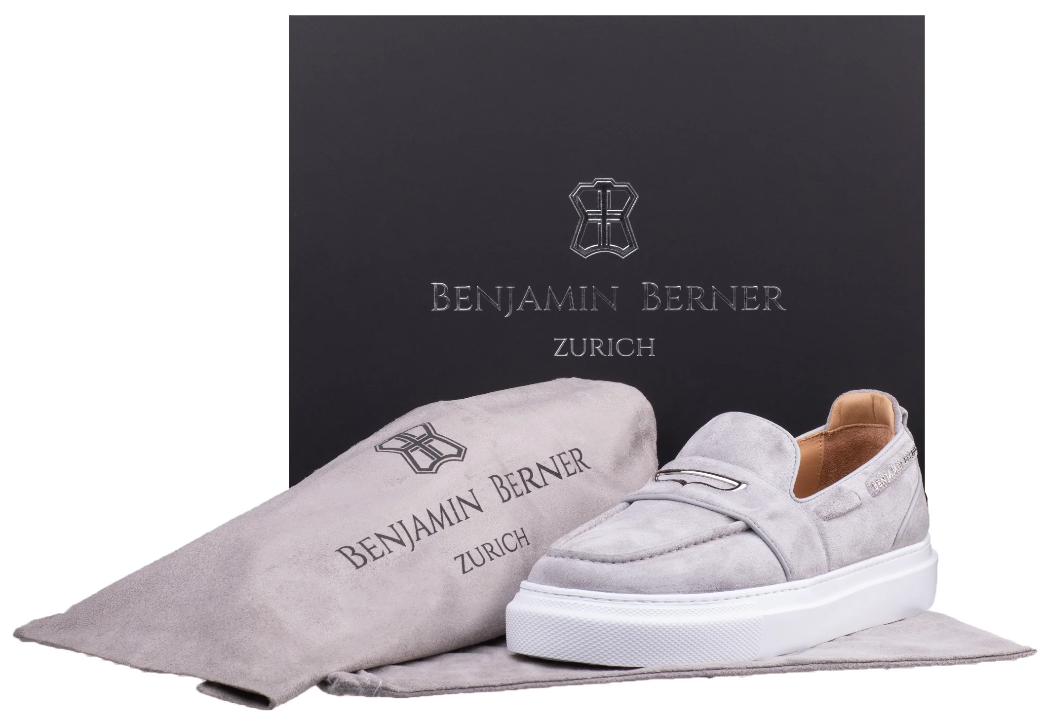 BNJ ENZO ICE GREY SUEDE PENNY LOAFER - Image 4