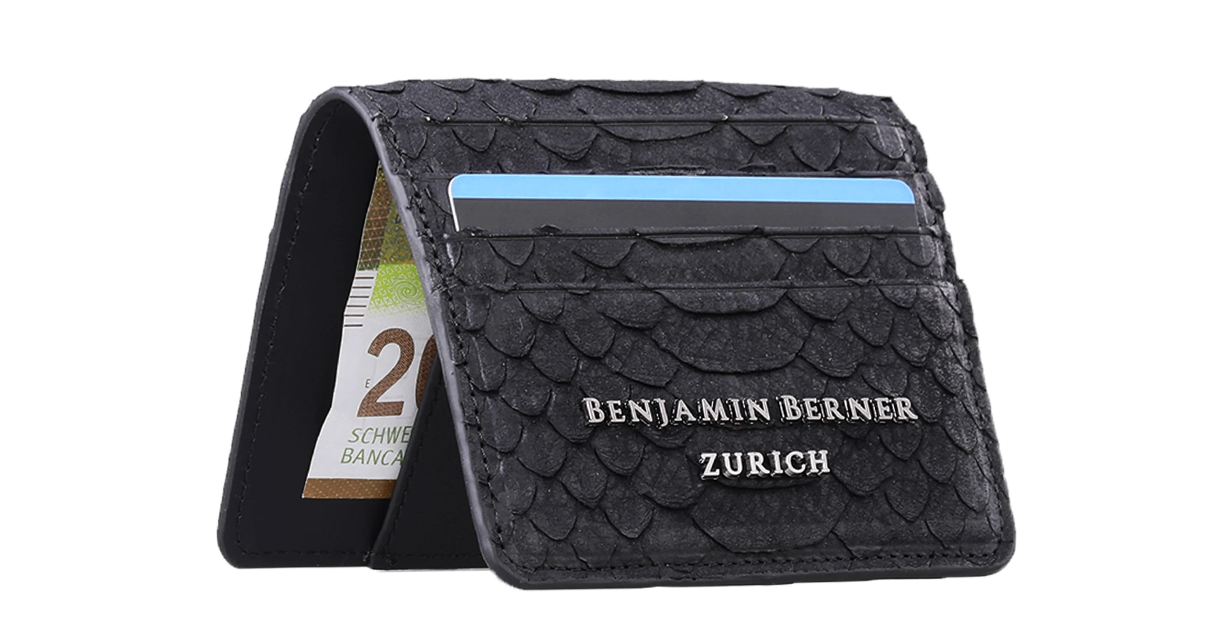 BNJ FLAP WALLET BLACK PYTHON CUT MATT  NAPPA - Image 2