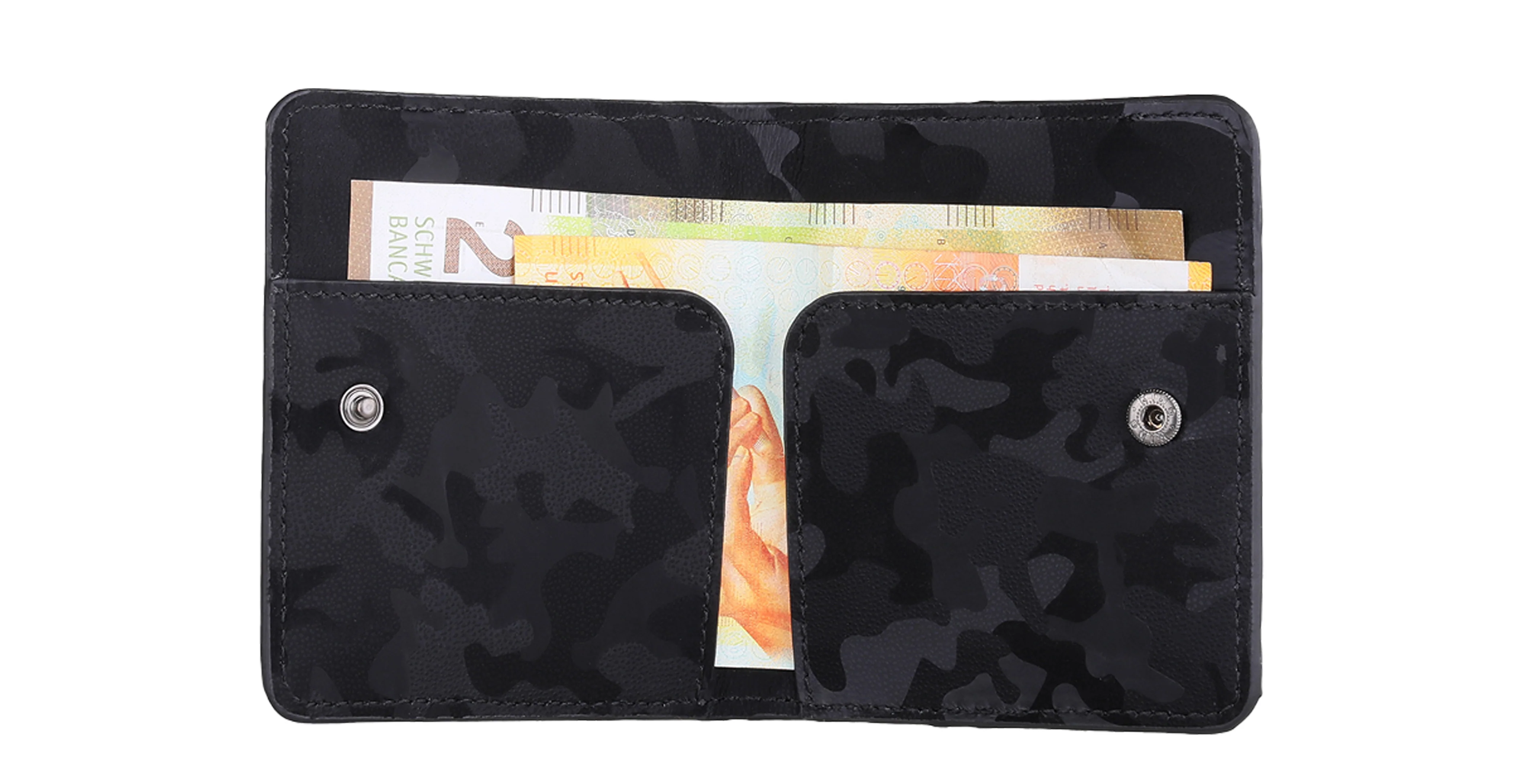 BNJ FLAP WALLET BLACK REFLECTIVE CAMOUFLAGE CALFSKIN - Image 3