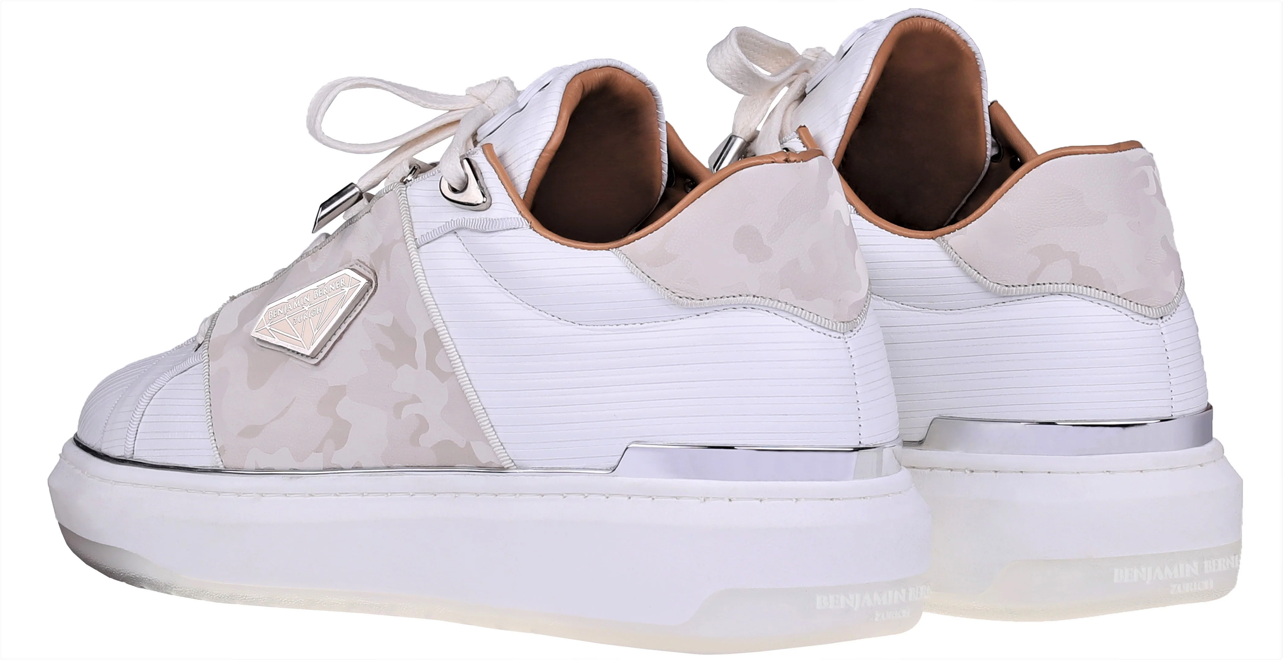 BNJ LUCAS Low-Top 3D STRIPED WHITE NAPPA- MARBLE REFLECTIVE CAMOUFLAGE - Image 3