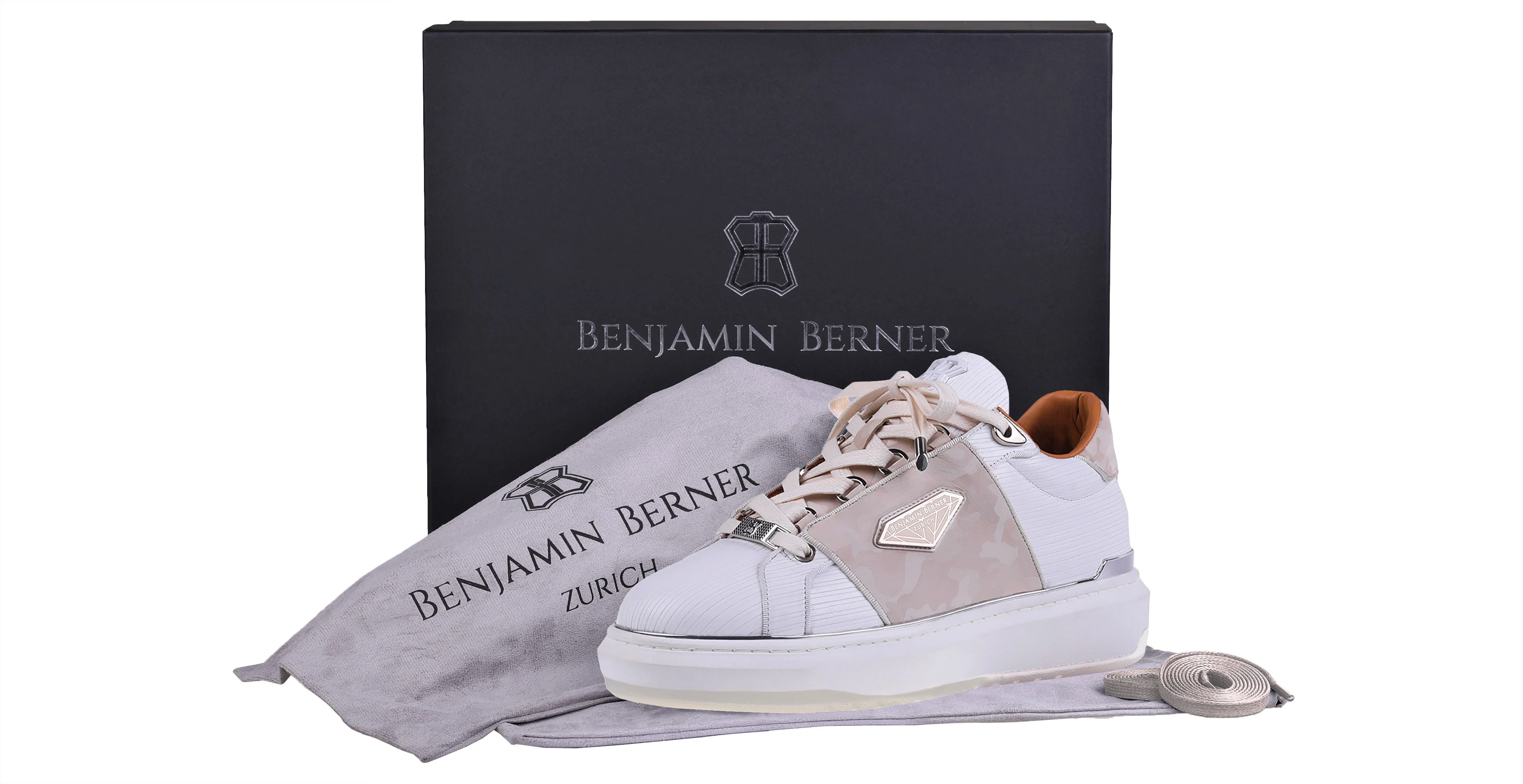 BNJ LUCAS Low-Top 3D STRIPED WHITE NAPPA- MARBLE REFLECTIVE CAMOUFLAGE - Image 4