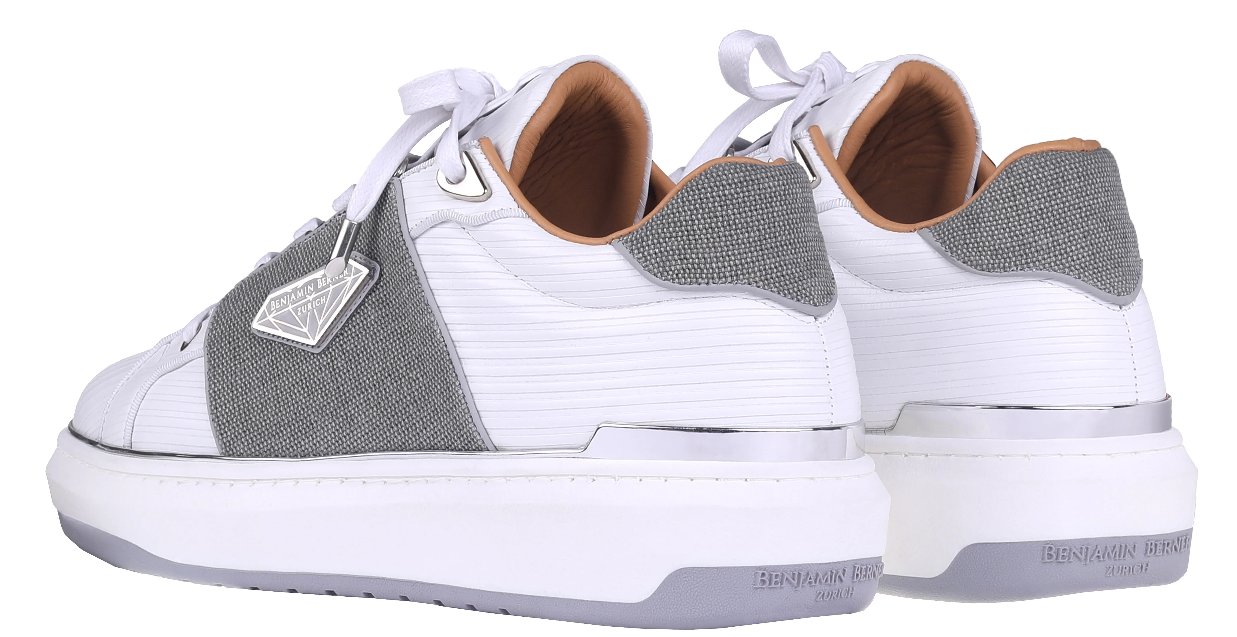 BNJ LUCAS Low-Top WHITE 3D STRIPED-GREY WAXED JEAN - Image 3