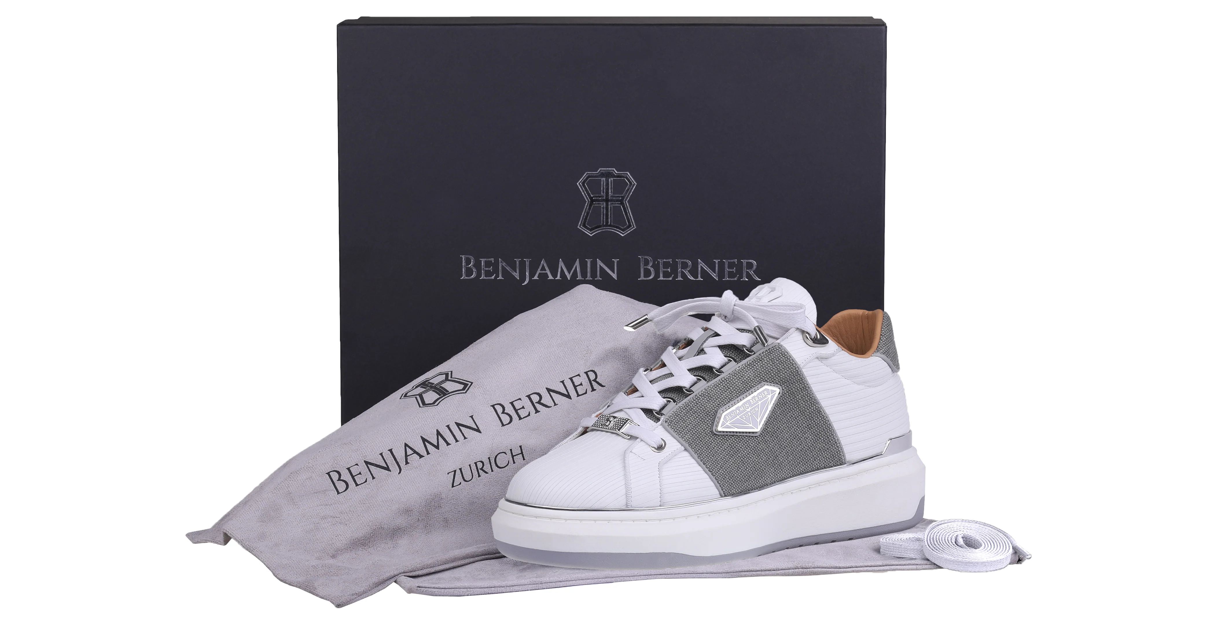 BNJ LUCAS Low-Top WHITE 3D STRIPED-GREY WAXED JEAN - Image 4