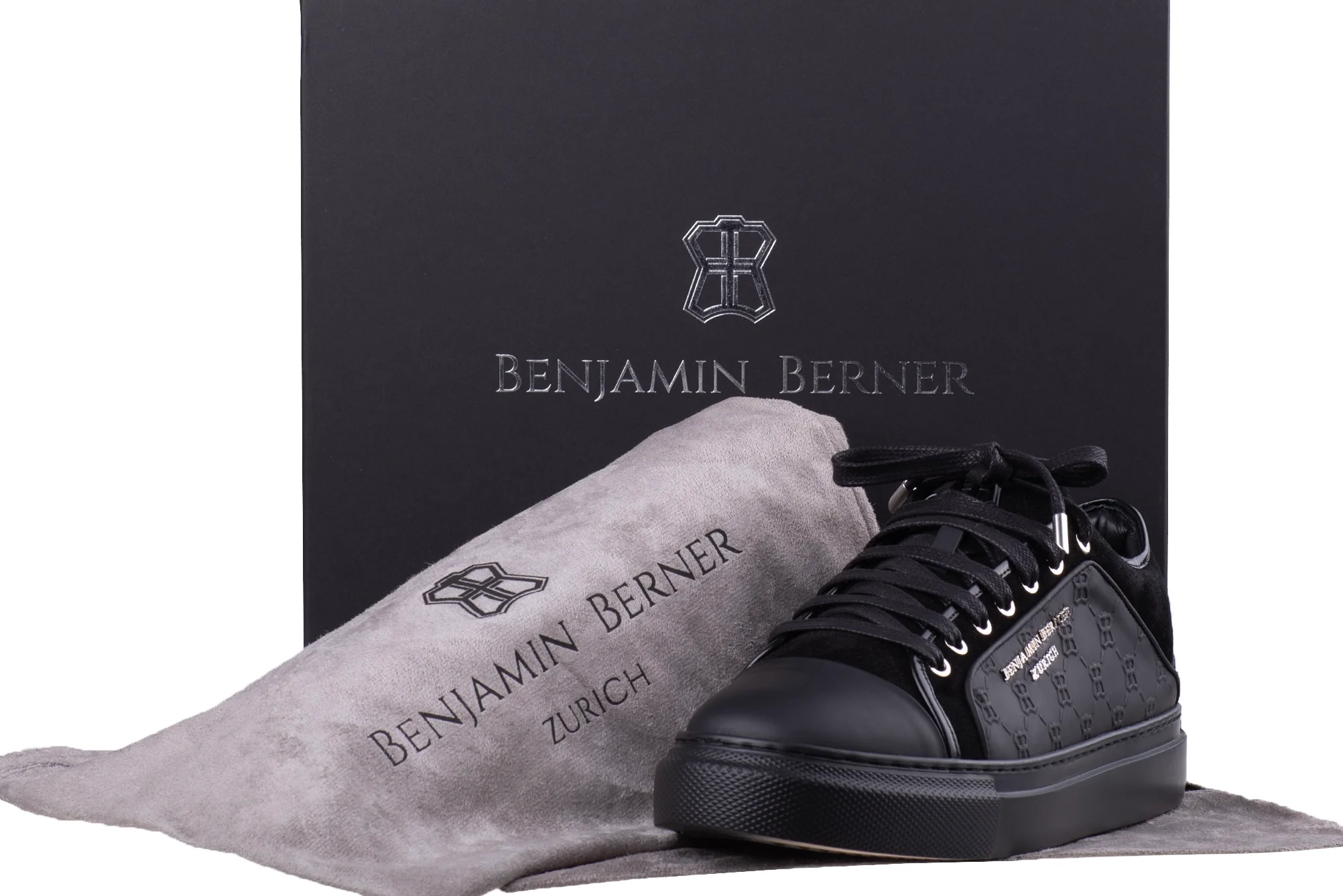 BNJ ODIN ALL BLACK MONOGRAM EMBOSSED MATT NAPPA - Image 4