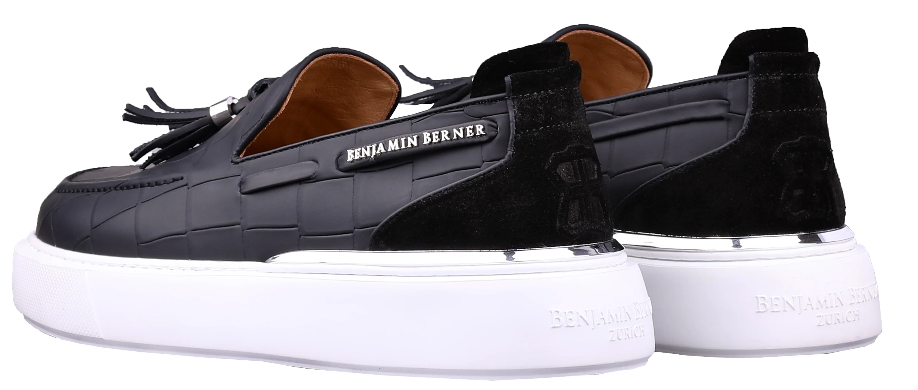 BNJ ORION ALL BLACK MATT CROCODILE TASSEL LOAFER - Image 3