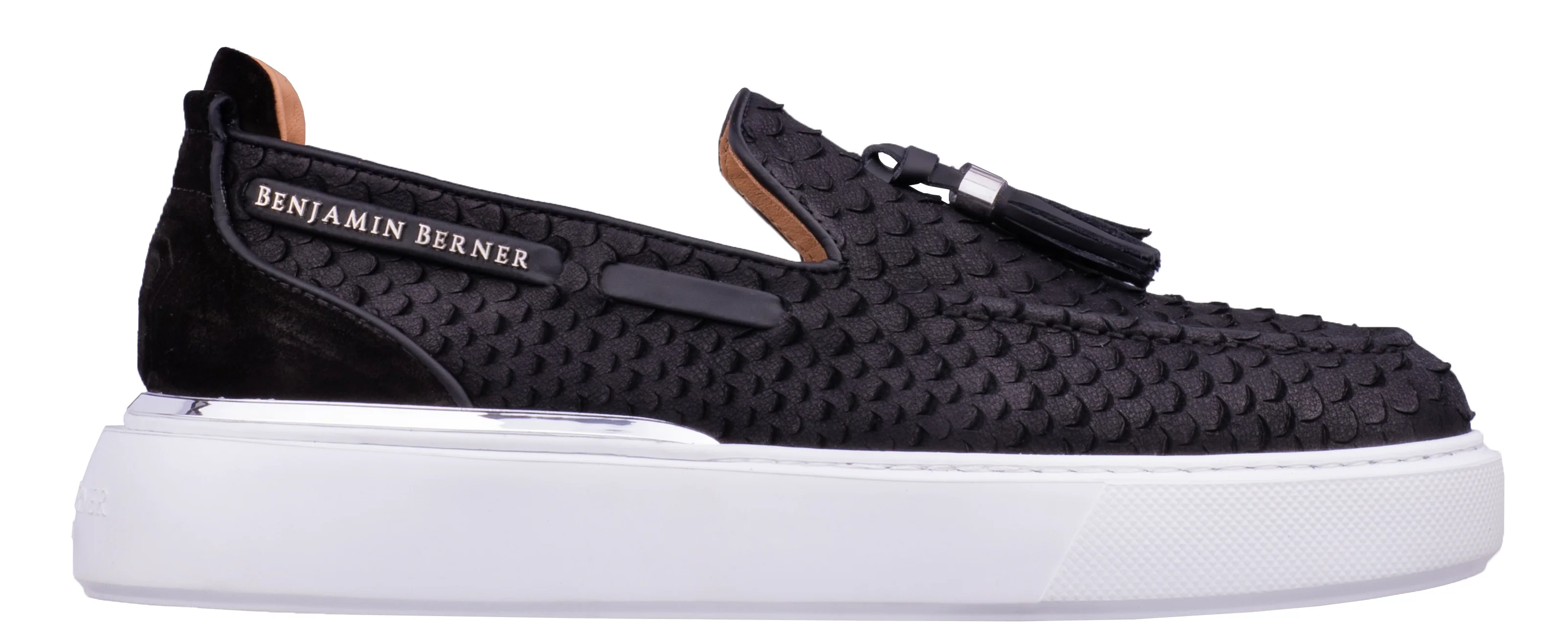 BNJ ORION  BLACK PYTHON CUT  TASSEL LOAFER - Image 2