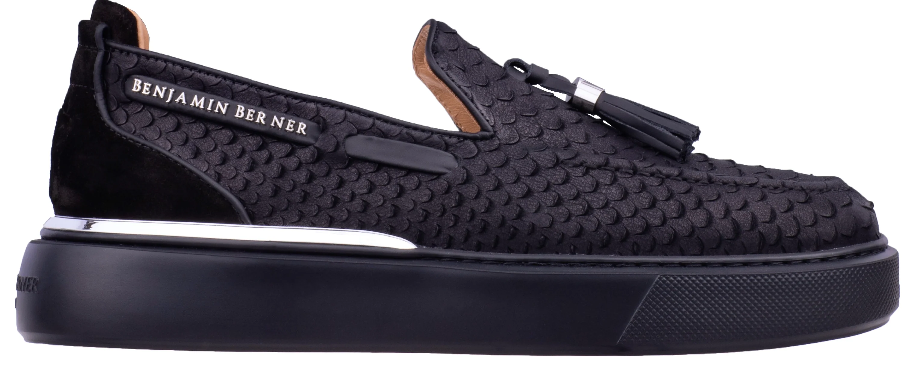 BNJ ORION  BLACK PYTHON CUT  TASSEL LOAFER - Image 2