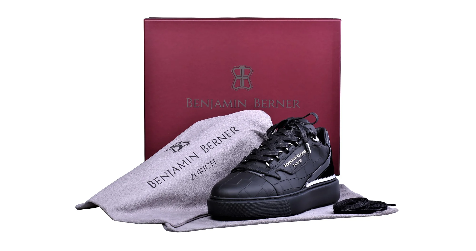BNJ RAPHAEL Low-Top ALL BLACK MATT CROCODILE - Image 3