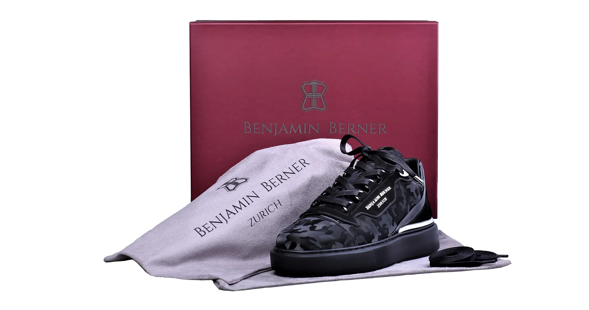 BNJ RAPHAEL Low-Top  ALL BLACK REFLECTIVE CAMOUFLAGE CALFSKIN - Image 4