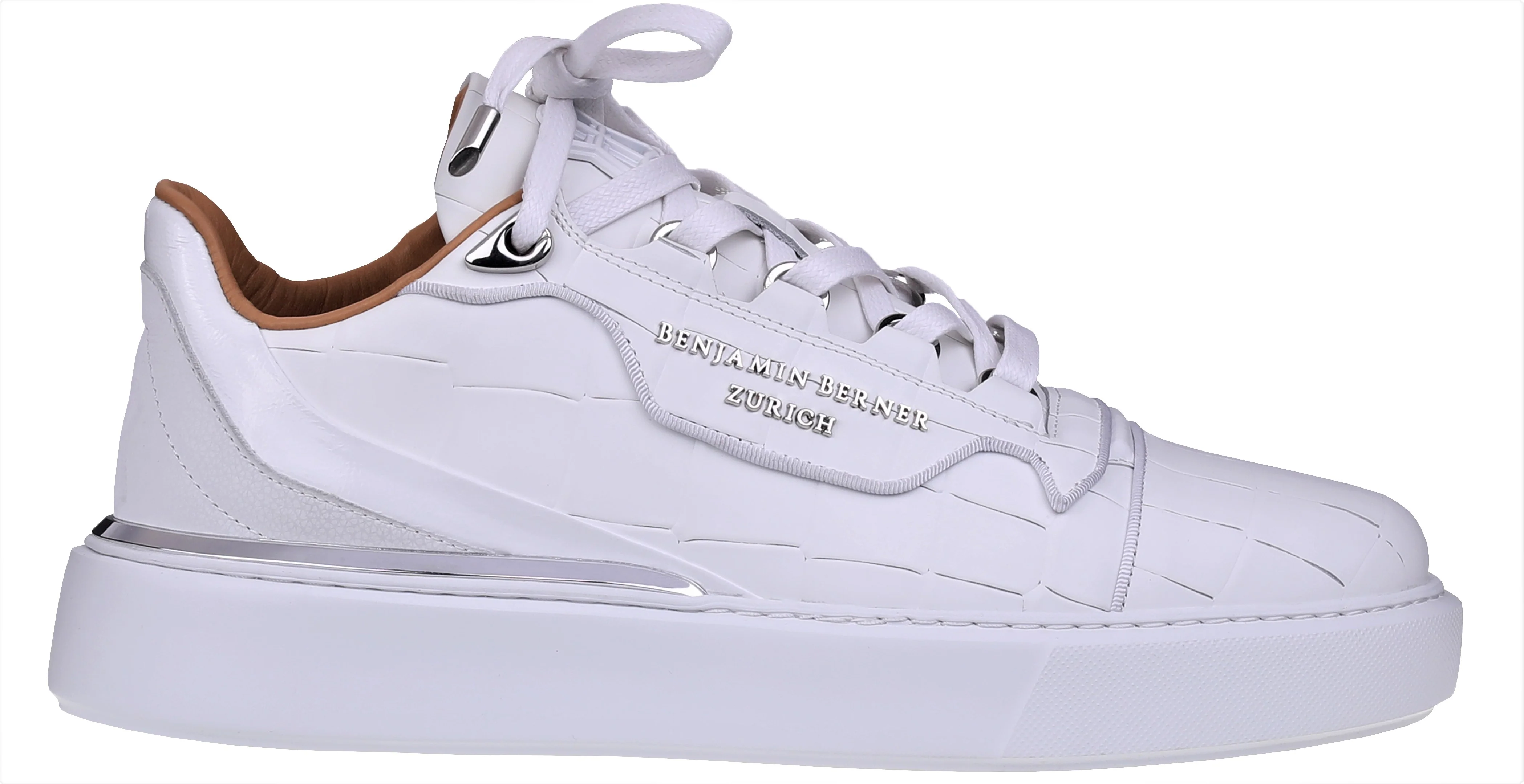 BNJ RAPHAEL Low-Top ALL WHITE MATT CROCODILE - Image 2