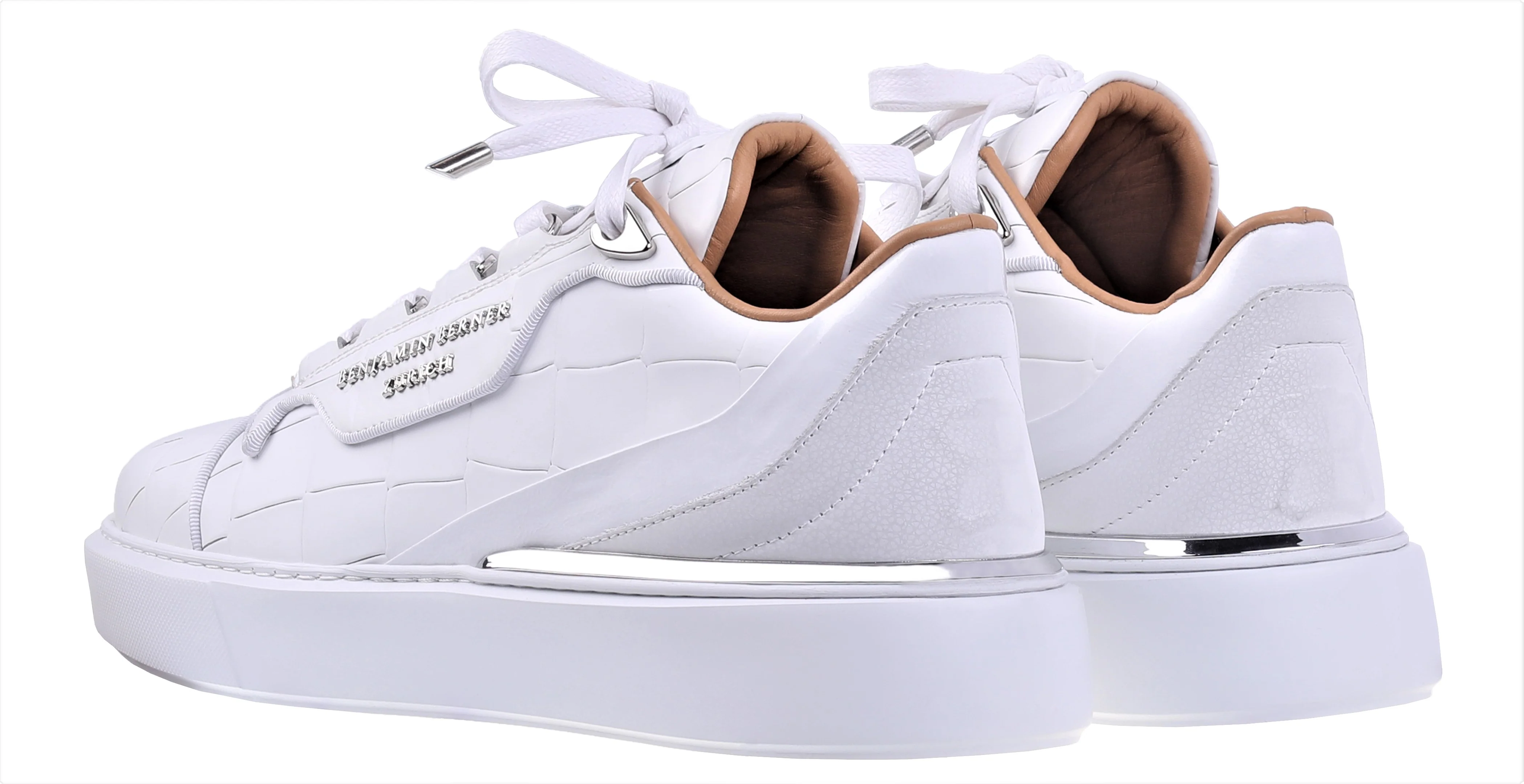 BNJ RAPHAEL Low-Top ALL WHITE MATT CROCODILE - Image 3