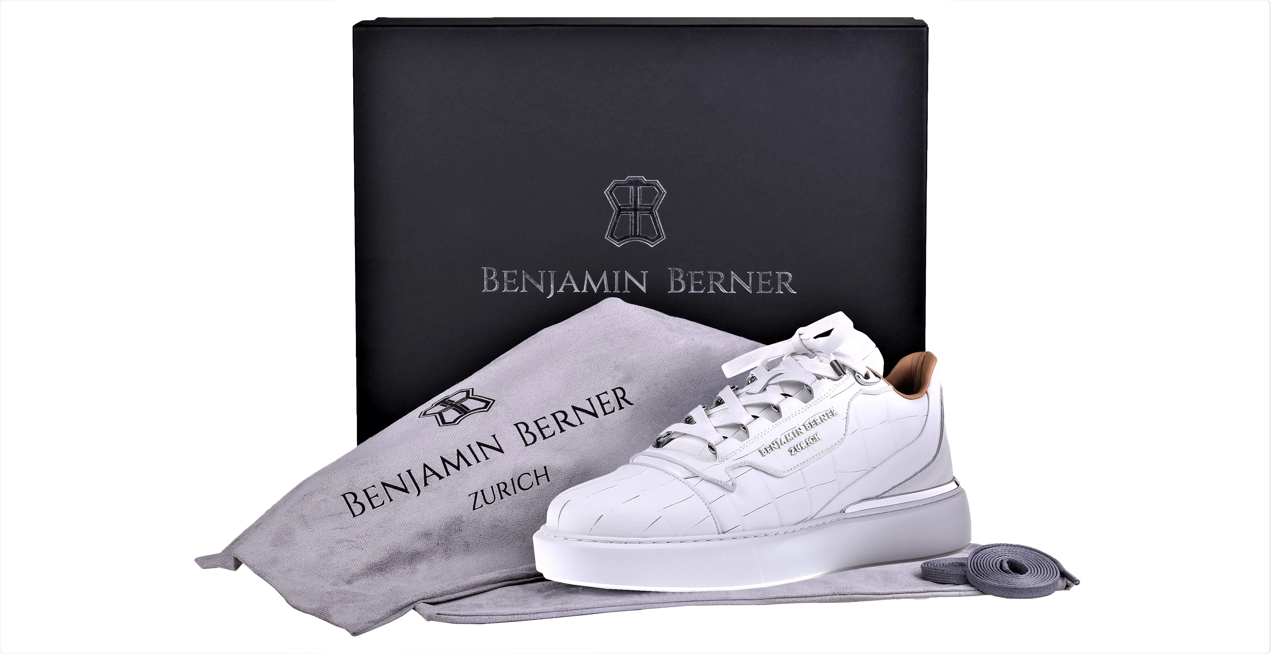 BNJ RAPHAEL Low-Top ALL WHITE MATT CROCODILE - Image 4