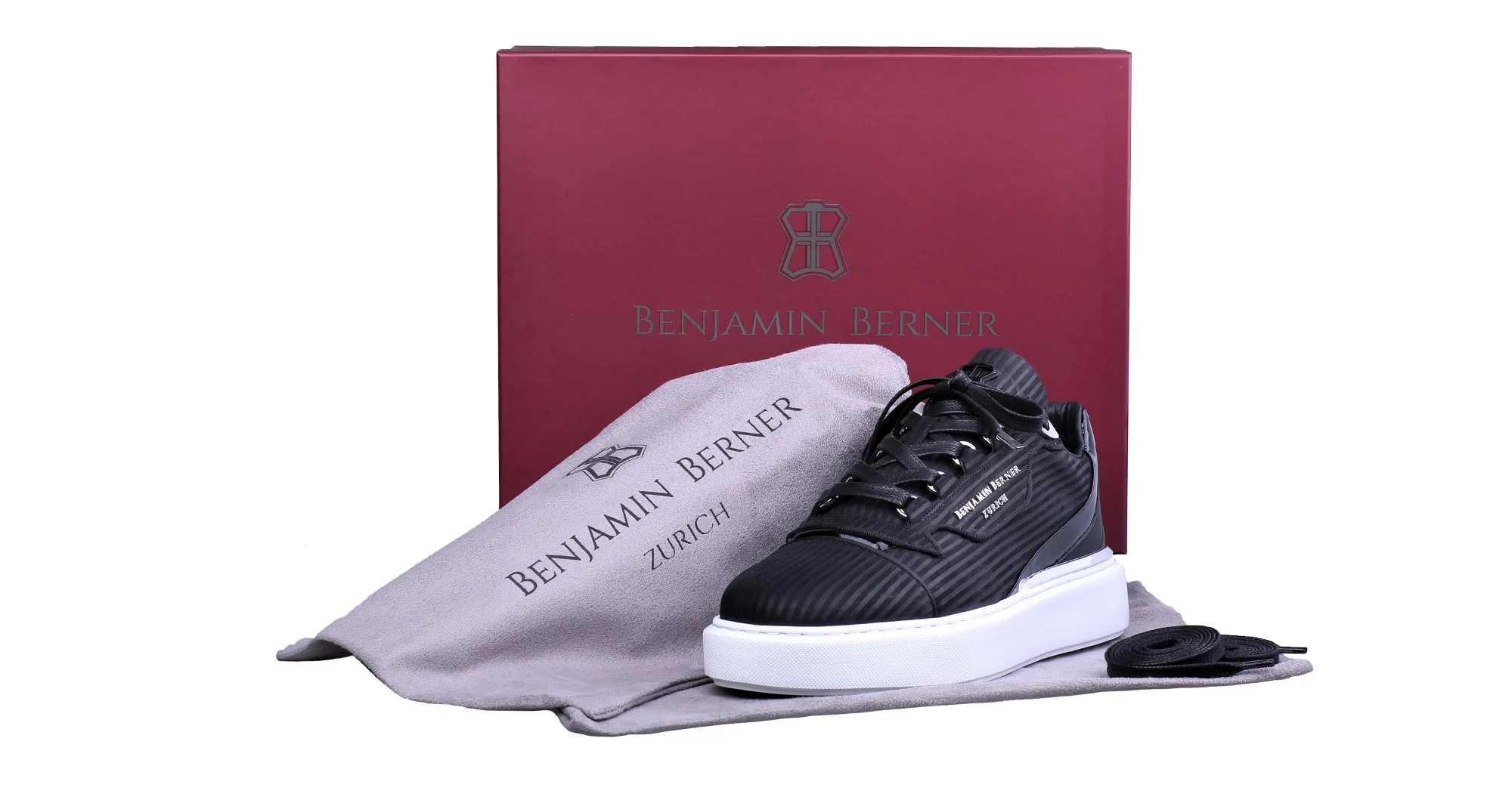 BNJ RAPHAEL Low-Top BLACK 3D STRIPED NUBUCK - Image 4