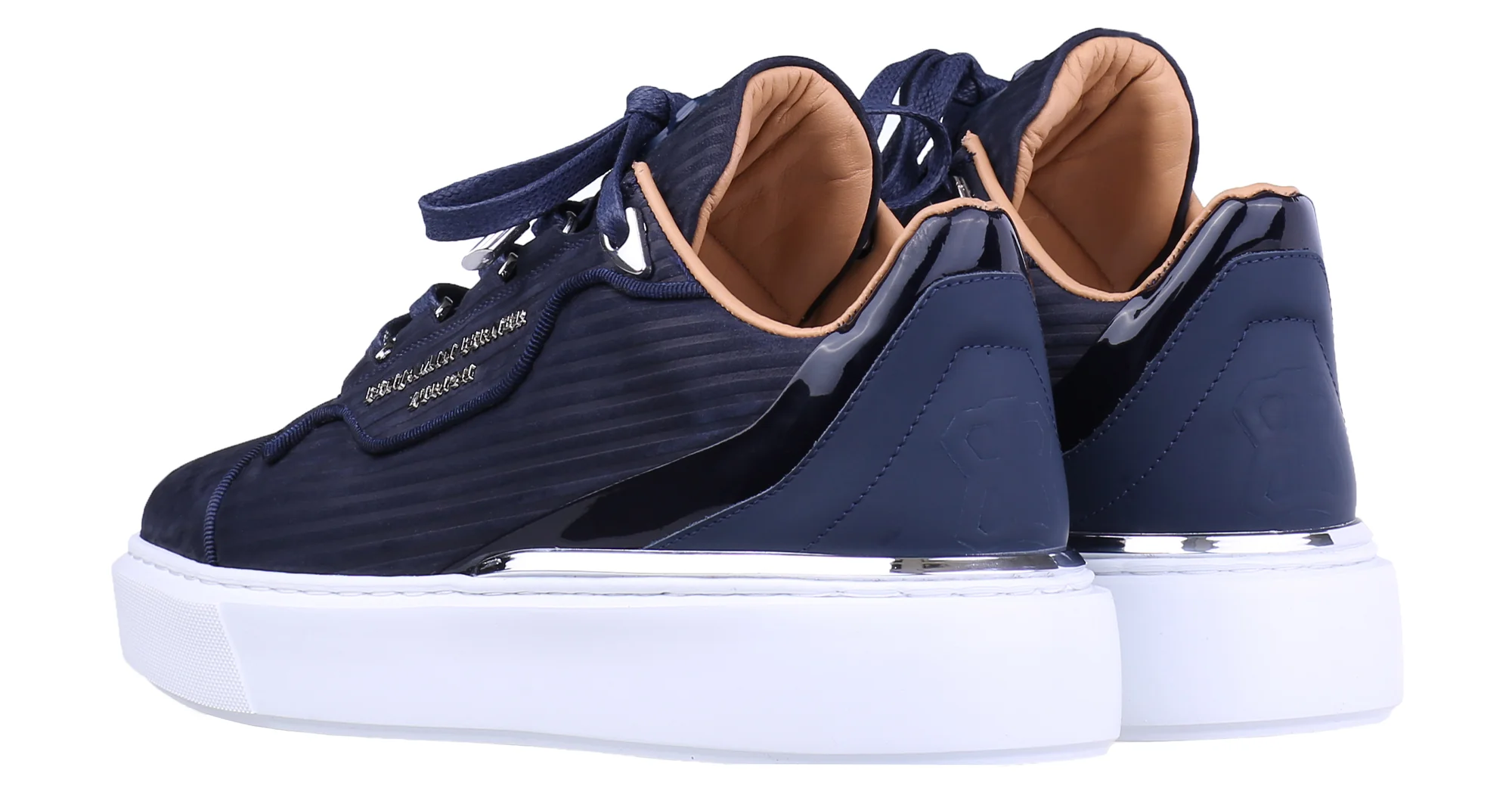 BNJ RAPHAEL Low-Top NAVY 3D STRIPED EMBOSSED NUBUCK - Image 3