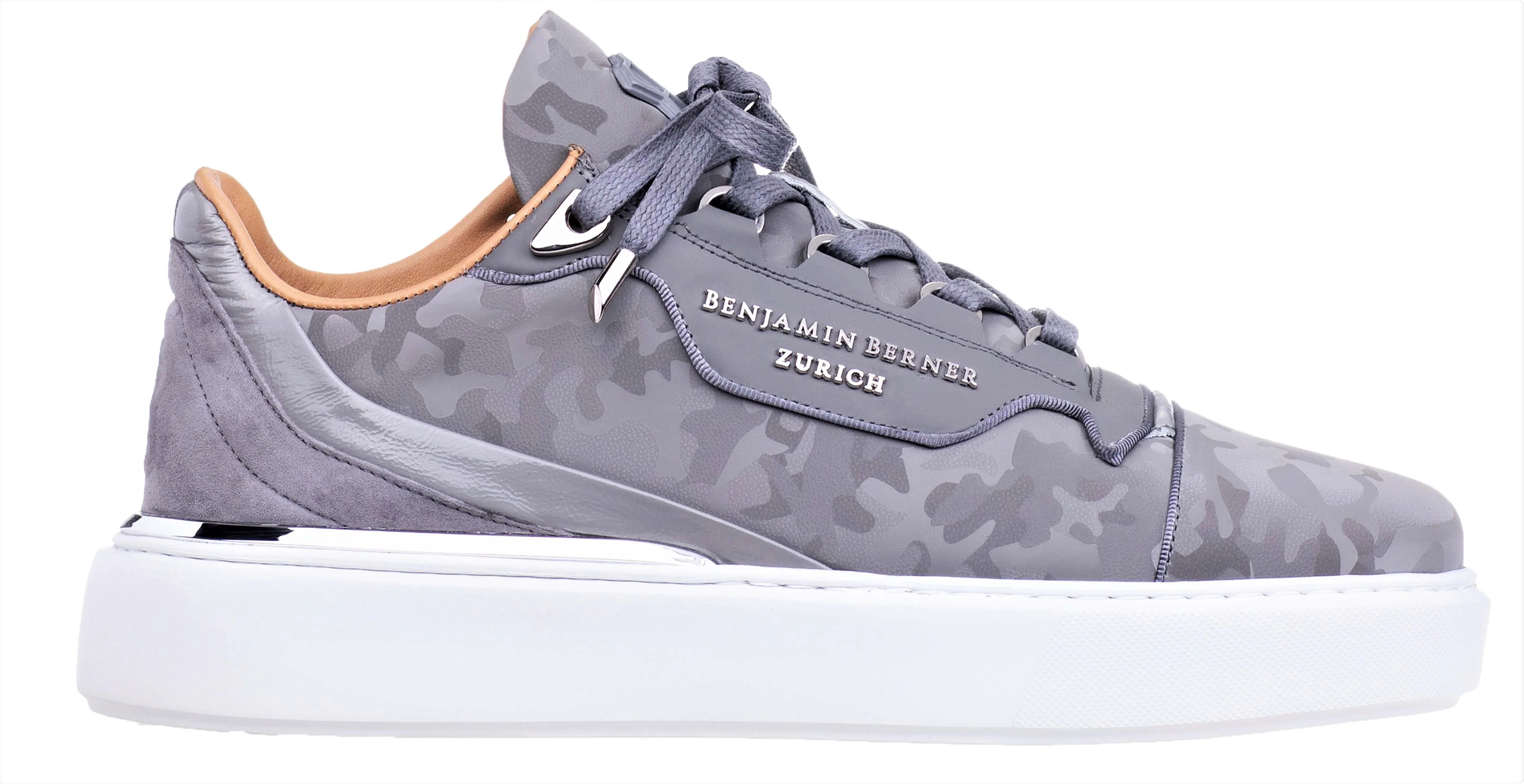 BNJ RAPHAEL Low-Top STEEL GREY REFLECTIVE CAMOUFLAGE CALFSKIN - Image 2