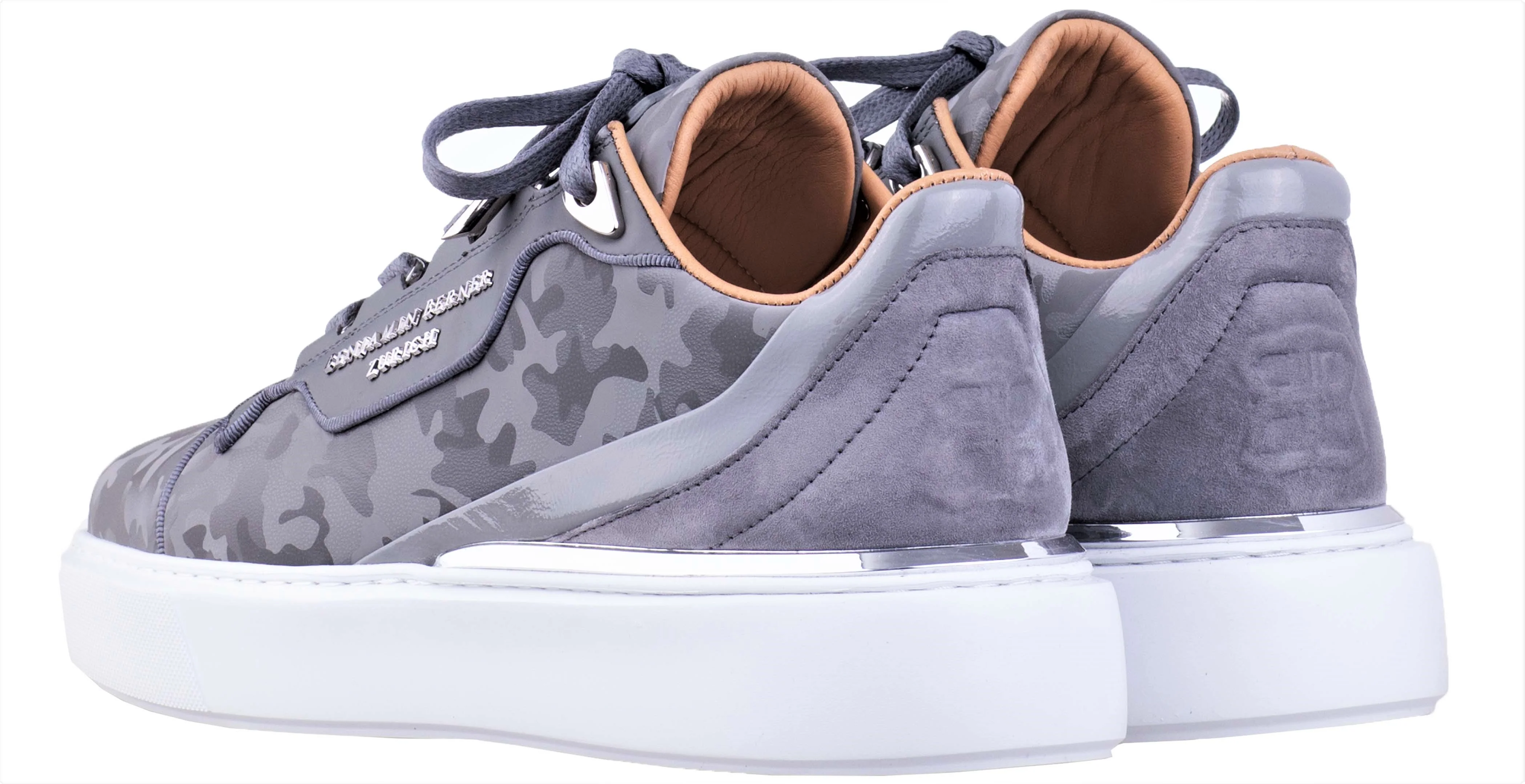 BNJ RAPHAEL Low-Top STEEL GREY REFLECTIVE CAMOUFLAGE CALFSKIN - Image 3
