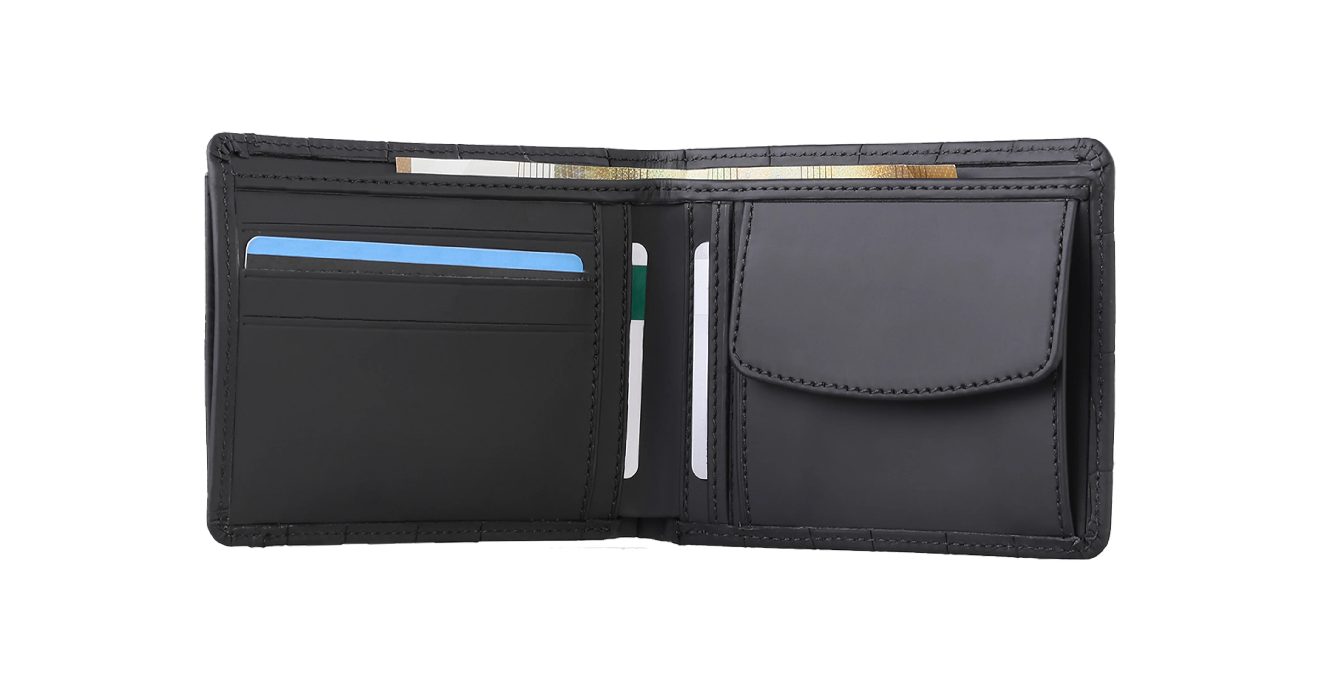 BNJ WALLET WITH SEPARATE CARD HOLDER  BLACK PYTHON CUT MATT NAPPA - Image 3