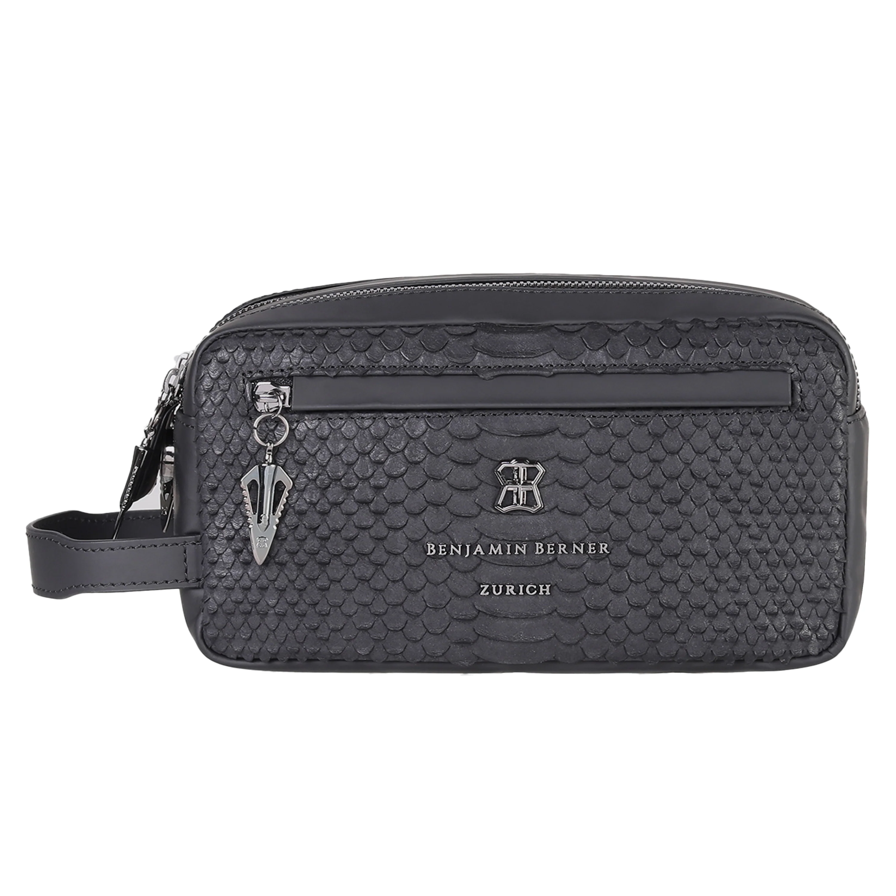 BNJ WASHBAG BLACK PYTHON CUT MATT NAPPA DOUBLE ZIPPER
