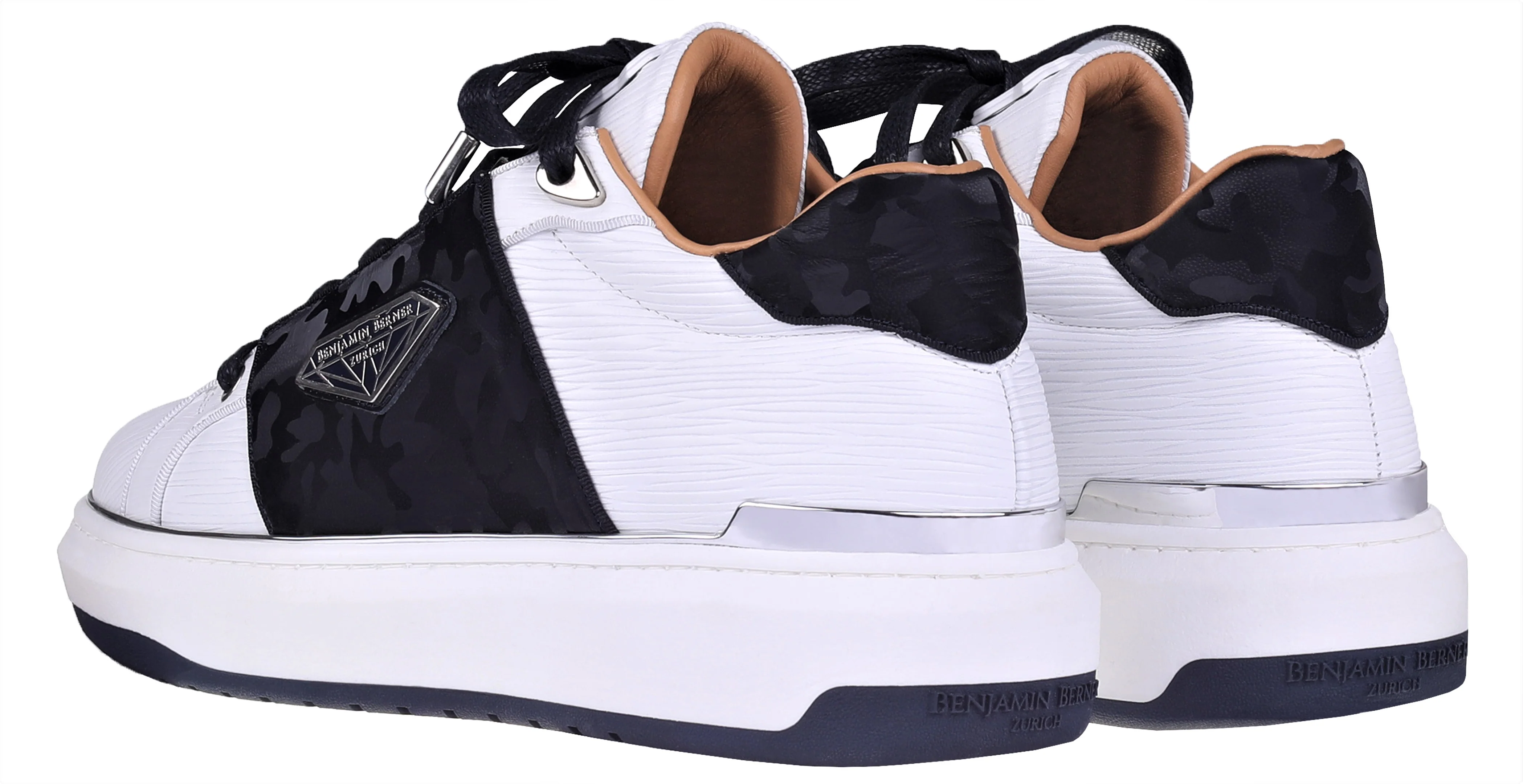 BNJ LUCAS Low-Top  3D WAVE WHITE NAPPA- NAVY REFLECTIVE CAMOUFLAGE - Image 3