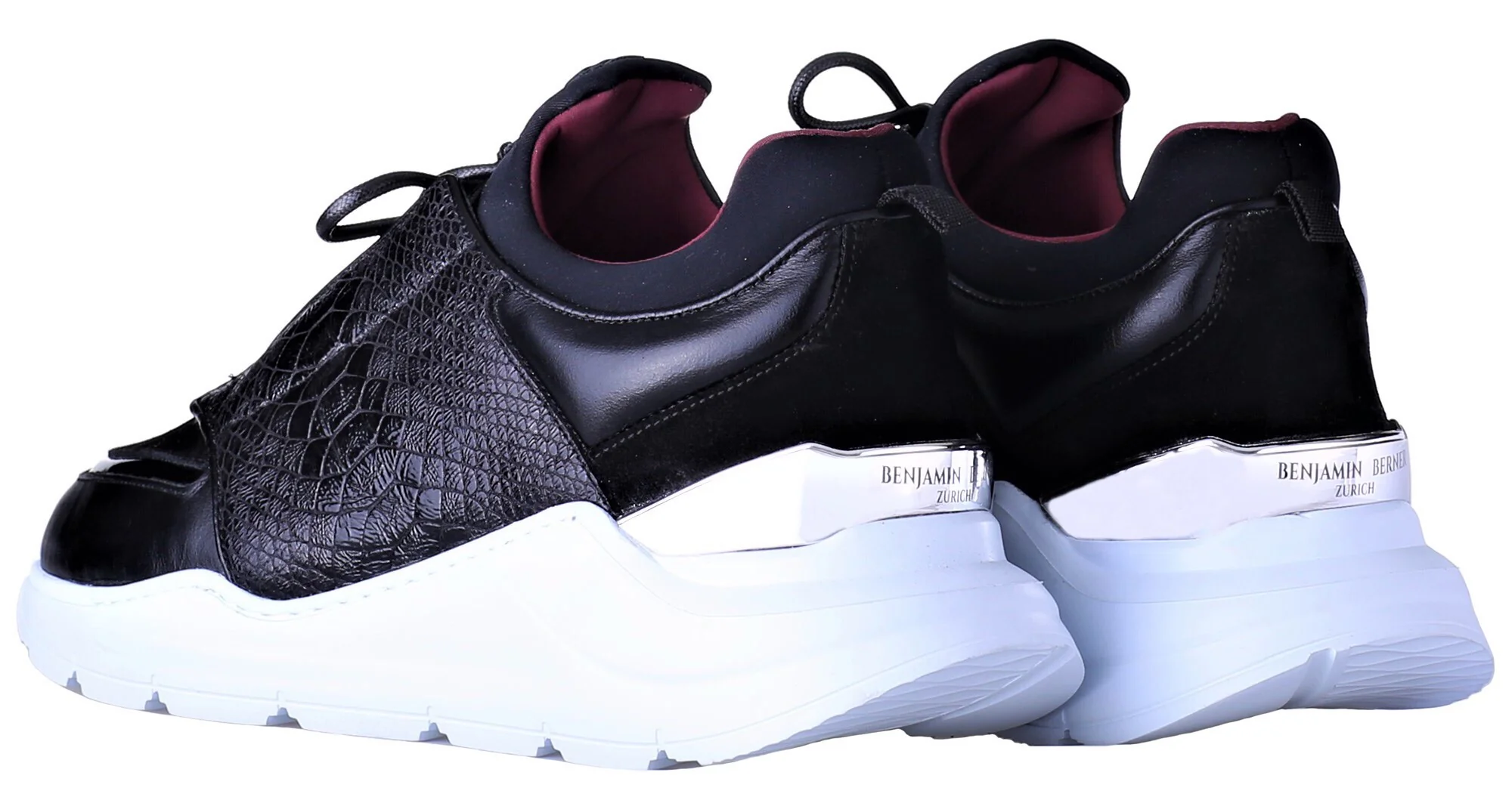 Low-Top BNJ MAGNUS RUNNER BLACK PYTHON WASHED CALFSKIN-NEOPRENE - Image 3