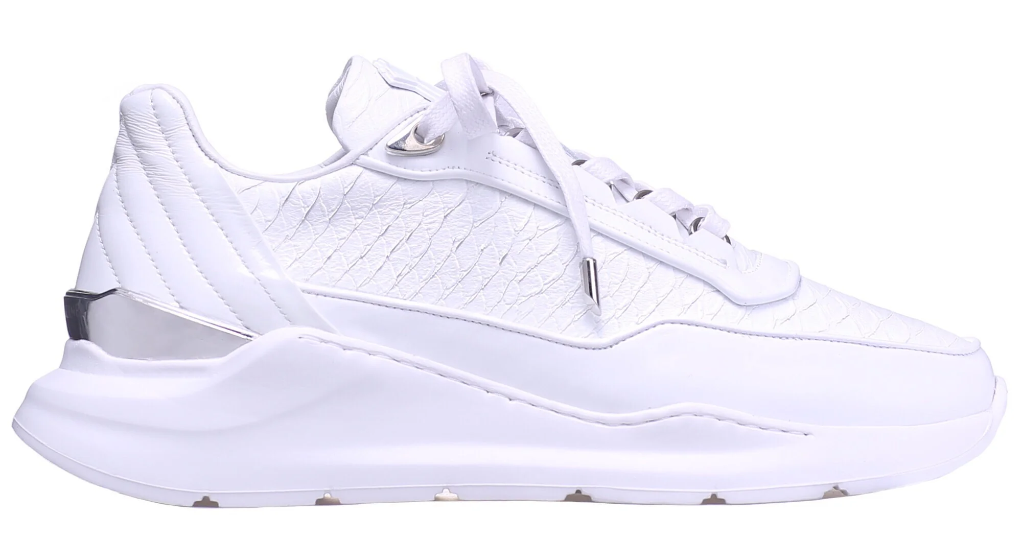 Women's Low-Top BNJ HECTOR RUNNER ALL WHITE PYTHON CUT NAPPA - Image 2