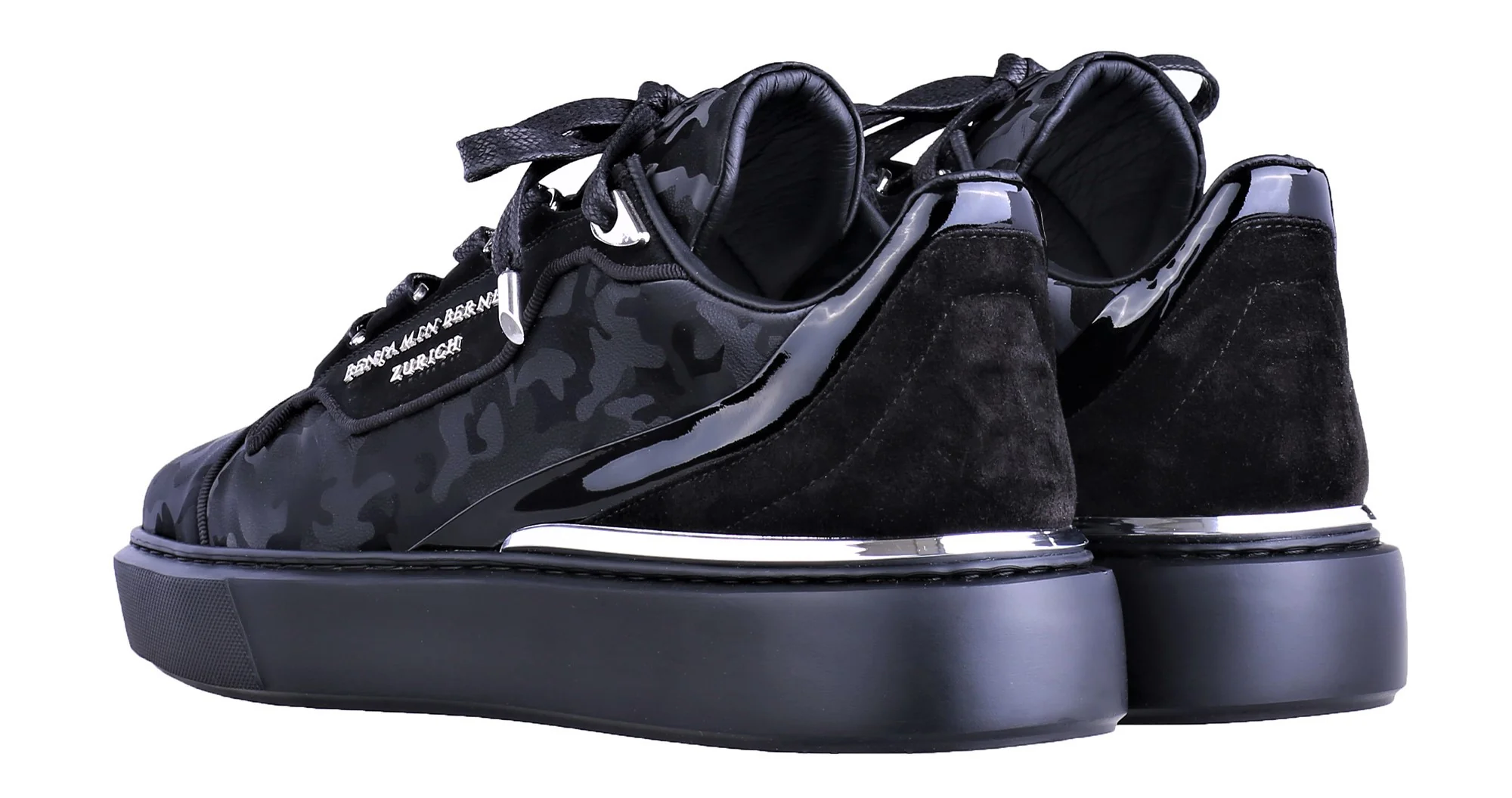 Women's Low-Top BNJ RAPHAEL ALL BLACK REFLECTIVE CAMOUFLAGE CALFSKIN - Image 3