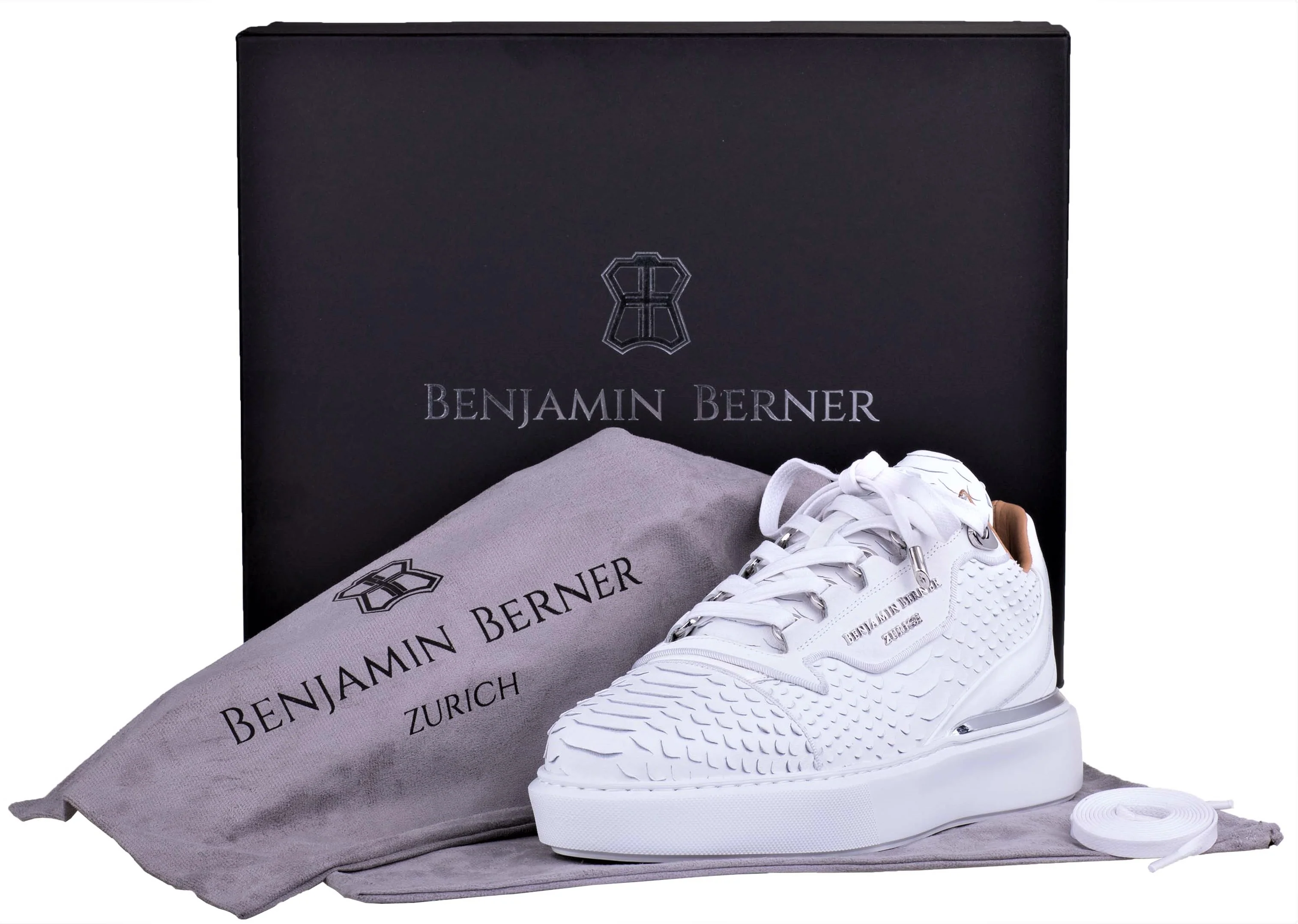 BNJ RAPHAEL Low-Top  ALL WHITE PYTHON CUT-MATT NAPPA - Image 4