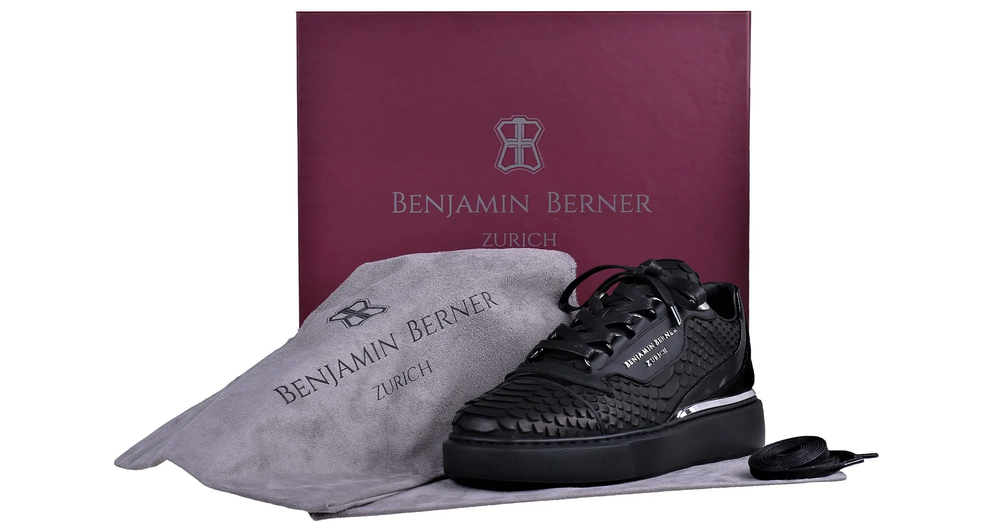 Women's Low-Top BNJ RAPHAEL BLACK PYTHON CUT-MATT NAPPA - Image 3